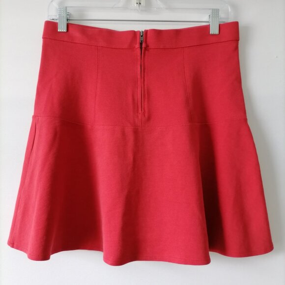 Madewell Womens Red Back Zip Flared Skater Short Skirts Size 6 - Picture 4 of 7